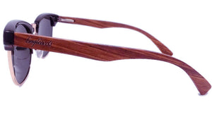 side view of walnut sunglasses
