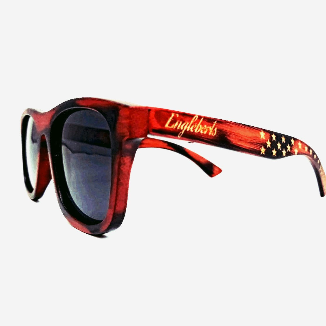 Red Burnt Bamboo Sunglasses With Wood Case, Stars Red Burnt Bamboo Sunglasses With Wood Case, Polarized, Stars  main image 2