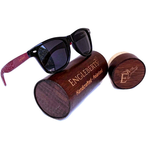 Red Bamboo Sunglasses with Black Polarized Lens
