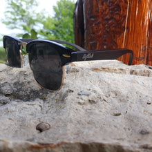 Load image into Gallery viewer, black bamboo sunglasses quarter view
