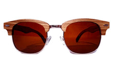 Load image into Gallery viewer, ebony zebrawood sunglasses front view