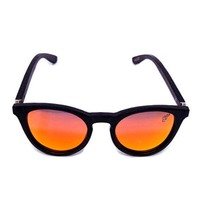 red lens sunglasses with black bamboo arms