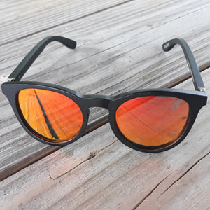red lenses sunglasses with black bamboo arms
