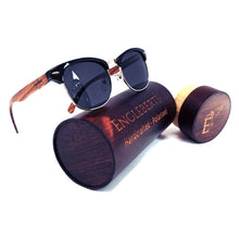 Load image into Gallery viewer, Real Walnut Wood Club Style Sunglasses With Bamboo Case, Polarized