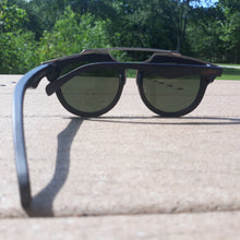 Load image into Gallery viewer, black wood with silver metal frame sunglasses rear view