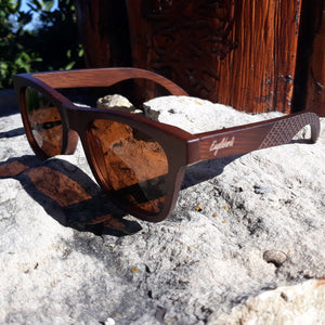 ebony sunglasses quarter view outside
