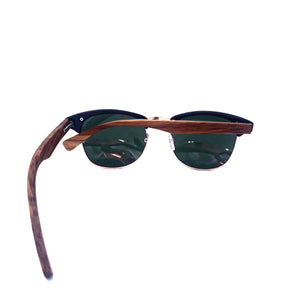 Real walnut wood sunglasses green lenses