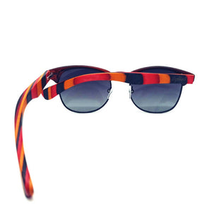 multi colored wooden sunglasses rear view