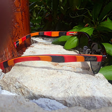 Load image into Gallery viewer, multicolor wood sunglasses side view outdoors