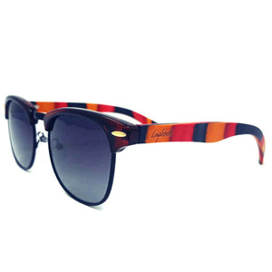 multi color wood sunglasses with gradient polarized lenses