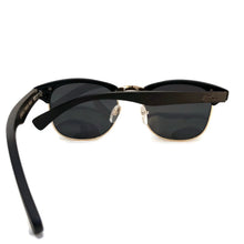 Load image into Gallery viewer, black skateboard wood sunglasses rear view