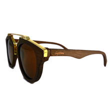 Load image into Gallery viewer, cherry wood with gold frame sunglasses  side view