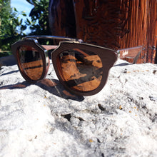 Load image into Gallery viewer, cherry wood with silver metal frame sunglasses  outside