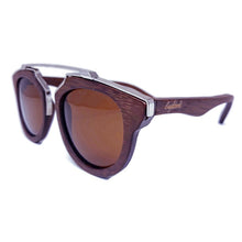 Load image into Gallery viewer, cherry wood with silver metal frame sunglasses