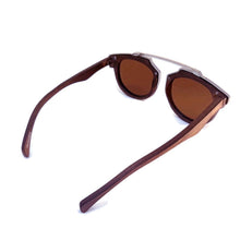 Load image into Gallery viewer, cherry wood with silver metal frame sunglasses top view