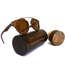 Load image into Gallery viewer, cherry wood with silver frame sunglasses with wooden case  side view