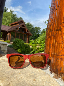 crimson wood sunglasses outdoors front view
