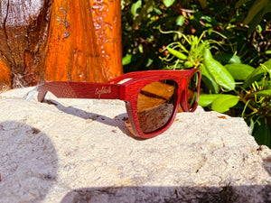 crimson wood sunglasses outdoors