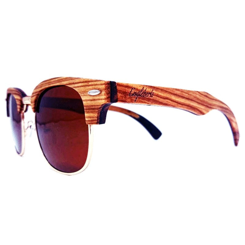 Real Zebra Wood Half-Rim Sunglasses with Polarized Lenses Half Dome Titanium & Zebra Wood Polarized Sunglasses  main image 4