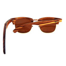 Load image into Gallery viewer, ebony and zebrawood sunglasses rear view