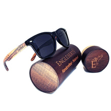 Load image into Gallery viewer, Zebrawood Sunglasses with All Star Pattern and wooden case