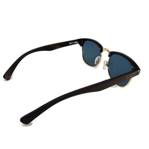 black bamboo sunglasses with red lenses