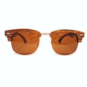 full wood half rim sunglasses front view