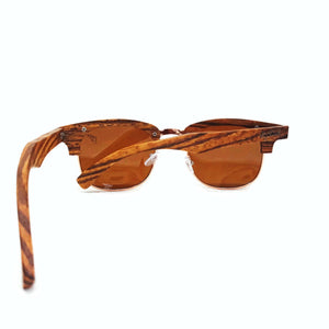 full wood half rim sunglasses rear view