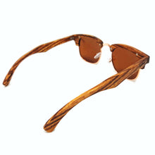 Load image into Gallery viewer, full wood half rim sunglasses top view
