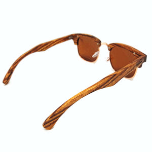 full wood half rim sunglasses top view