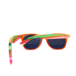 multi-colored bamboo sunglasses rear view