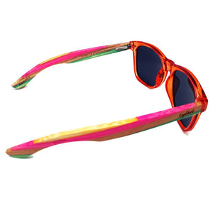 multi colored bamboo sunglasses top view