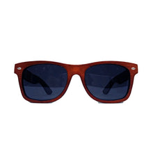 Load image into Gallery viewer, red stripe bamboo sunglasses front view