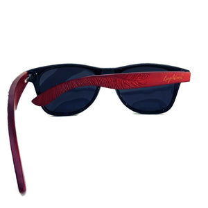 red bamboo sunglasses rear view