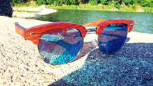 Load image into Gallery viewer, Sandalwood sunglasses with ice blue lens