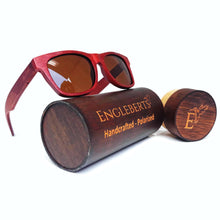 Load image into Gallery viewer, crimson wood sunglasses with case