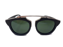 Load image into Gallery viewer, black wood with silver metal frame sunglasses front view