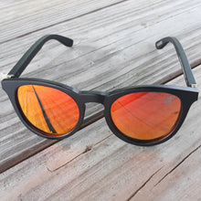 Load image into Gallery viewer, red lenses sunglasses with black bamboo arms