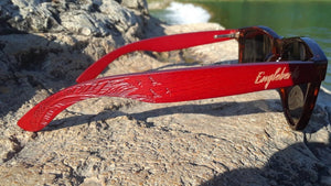 side view red bamboo sunglasses