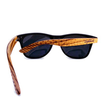 Load image into Gallery viewer, zebra wood sunglasses rear view