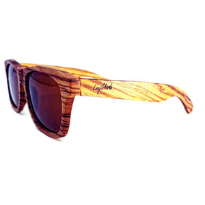 Zebrawood Full Frame Polarized Sunglasses , Tea Colored Lenses with Wood Case